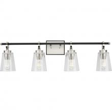 Progress Lighting P300483-009 - Cassell Collection Four-Light Brushed Nickel Matte Black Luxe Industrial Bath & Vanity Light