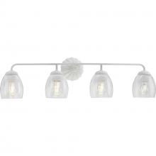 Progress Lighting P300491-197 - Quillan Collection Four-Light White Plaster Transitional Bath & Vanity Light