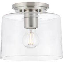 Progress Lighting P350213-009 - Adley Collection One-Light Brushed Nickel Clear Glass New Traditional Flush Mount Light