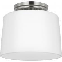 Progress Lighting P350260-009 - Adley Collection One-Light Brushed Nickel Etched Opal Glass New Traditional Flush Mount Light
