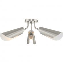 Progress Lighting P350272-009 - Cornett Collection 44.12 in. Three-Light Brushed Nickel Contemporary Flush Mount Light
