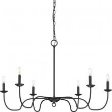 Progress Lighting P400292-31M - Canebrake Collection Six-Light Matte Black Farmhouse Chandelier Light