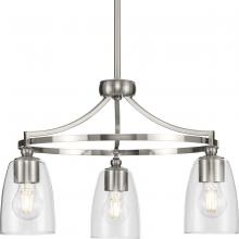 Progress Lighting P400295-009 - Parkhurst Collection Three-Light New Traditional Brushed Nickel Clear Glass Chandelier Light