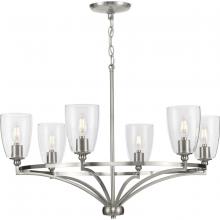 Progress Lighting P400297-009 - Parkhurst Collection Six-Light New Traditional Brushed Nickel Clear Glass Chandelier Light