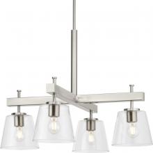 Progress Lighting P400299-009 - Saffert Collection Four-Light New Traditional Brushed Nickel Clear Glass Chandelier Light