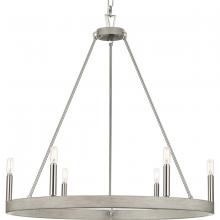 Progress Lighting P400302-009 - Galloway Collection Six-Light 28.25" Brushed Nickel Modern Farmhouse Chandelier with Grey Washed