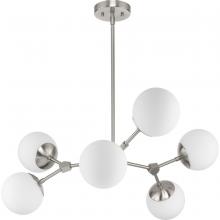 Progress Lighting P400308-009 - Haas Collection Six-Light Brushed Nickel Mid-Century Modern Chandelier