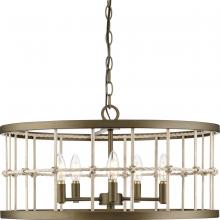 Progress Lighting P400320-161 - Lattimore Collection Five-Light Aged Brass Coastal Chandelier