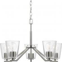 Progress Lighting P400341-009 - Vertex Collection Five-Light Brushed Nickel Clear Glass Contemporary Chandelier