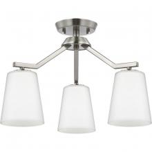 Progress Lighting P400342-009 - Vertex Collection Three-Light Brushed Nickel Etched White Contemporary Convertible Chandelier