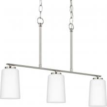 Progress Lighting P400348-009 - Adley Collection Three-Light Brushed Nickel Etched White Opal Glass New Traditional Linear Chandelie