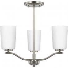 Progress Lighting P400349-009 - Adley Collection Three-Light Brushed Nickel Etched White Opal Glass New Traditional Semi-Flush Conve