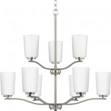 Progress Lighting P400351-009 - Adley Collection Nine-Light Brushed Nickel Etched White Opal Glass New Traditional Chandelier