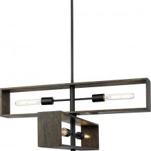 Progress Lighting P400370-31M - 4 - Light Chandelier in Matte Black/Roasted Chicory