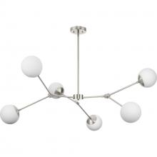 Progress Lighting P400378-009 - Haas Collection Six-Light Brushed Nickel Mid-Century Modern Chandelier