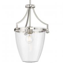 Progress Lighting P500360-009 - Parkhurst Collection One-Light New Traditional Brushed Nickel Clear Glass Mini-Pendant Light
