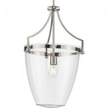 Progress Lighting P500361-009 - Parkhurst Collection One-Light New Traditional Brushed Nickel Clear Glass Pendant Light