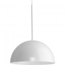 Progress Lighting P500379-030 - Perimeter Collection One-Light White Mid-Century Modern Pendant with metal Shade