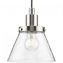 Progress Lighting P500382-009 - Hinton Collection One-Light Brushed Nickel Modern Farmhouse Pendant
