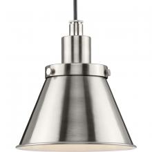Progress Lighting P500383-009 - Hinton Collection One-Light Brushed Nickel Modern Farmhouse Pendant