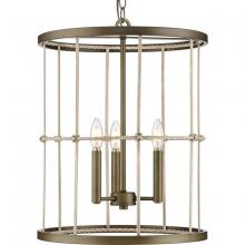 Progress Lighting P500418-161 - Lattimore Collection Three-Light Aged Brass Hall & Foyer Light