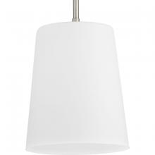 Progress Lighting P500429-009 - Clarion Collection One-Light Brushed Nickel Etched White Transitional Pendant