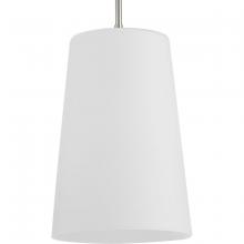 Progress Lighting P500430-009 - Clarion Collection One-Light Brushed Nickel Etched White Transitional Pendant