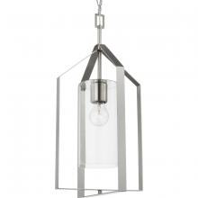 Progress Lighting P500431-009 - Vertex Collection One-Light Brushed Nickel Clear Glass Contemporary Foyer Light
