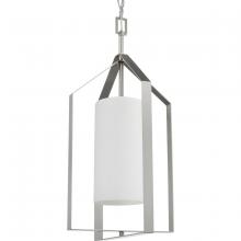 Progress Lighting P500433-009 - Vertex Collection One-Light Brushed Nickel Etched White Contemporary Foyer Light