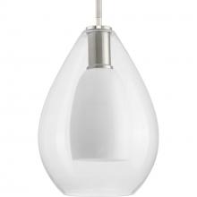 Progress Lighting P500438-009 - Carillon Collection One-Light Brushed Nickel Contemporary Pendant