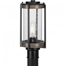 Progress Lighting P540094-31M - Whitmire Collection One-Light Farmhouse Matte Black Clear Seeded Glass Outdoor Post Light