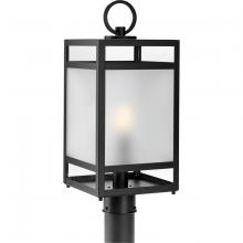 Progress Lighting P540105-31M - Parrish Collection One-Light Matte Black Clear and Etched Glass Modern Craftsman Outdoor Post Light