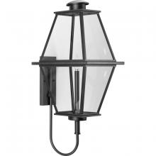 Progress Lighting P560349-031 - Bradshaw Collection One-Light Textured Black Clear Glass Transitional Large Outdoor Wall Lantern