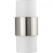 Progress Lighting P710119-009 - Silva Collection Two-Light Brushed Nickel White Linen Shade Wall Sconce