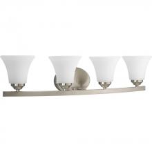Progress Lighting P2011-09 - Adorn Collection Four-Light Brushed Nickel Etched Glass Traditional Bath Vanity Light