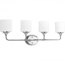 Progress Lighting P2804-15 - Lynzie Collection Four-Light Polished Chrome Etched Opal Glass Modern Bath Vanity Light