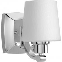 Progress Lighting P300016-015 - Glance Collection One-Light Polished Chrome Etched White Linen Glass Farmhouse Bath Vanity Light