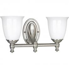 Progress Lighting P3028-09 - Victorian Collection Two-Light Brushed Nickel White Opal Glass Farmhouse Bath Vanity Light