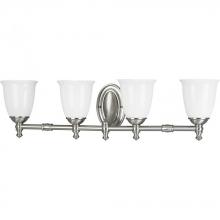 Progress Lighting P3041-09 - Victorian Collection Four-Light Brushed Nickel White Opal Glass Farmhouse Bath Vanity Light