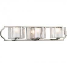 Progress Lighting P3077-104WB - Caress Collection Three-Light Polished Nickel Clear Water Glass Luxe Bath Vanity Light