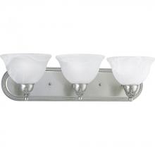 Progress Lighting P3268-09 - Avalon Collection Three-Light Brushed Nickel Alabaster Glass Traditional Bath Vanity Light