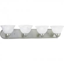 Progress Lighting P3269-09 - Avalon Collection Four-Light Brushed Nickel Alabaster Glass Traditional Bath Vanity Light