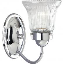 Progress Lighting P3287-15 - Fluted Glass Collection One-Light Polished Chrome Clear Prismatic Glass Traditional Bath Vanity Ligh