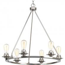 Progress Lighting P400015-009 - 6 - Light Chandelier (Add Glass Shades)