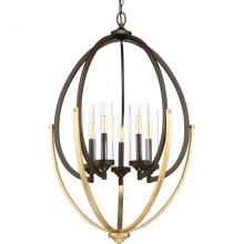Progress Lighting P400025-020 - 5-Light Antique Bronze Clear Glass Luxe Chandelier Light
