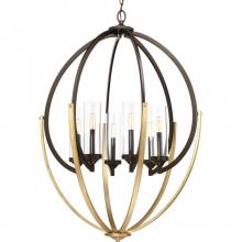 Progress Lighting P400026-020 - 6-Light Antique Bronze Clear Glass Luxe Chandelier Light