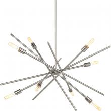 Progress Lighting P400109-009 - Astra Collection Eight-Light Brushed Nickel Mid-Century Modern Chandelier Light