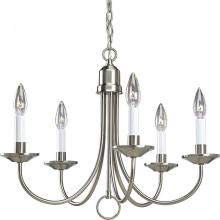 Progress Lighting P4008-09 - Five-Light Brushed Nickel White Candles Traditional Chandelier Light