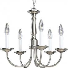Progress Lighting P4009-09 - Five-Light Brushed Nickel White Candles Traditional Chandelier Light