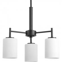Progress Lighting P4318-31 - 3 - Light Chandelier Textured Black Etched White Glass Modern